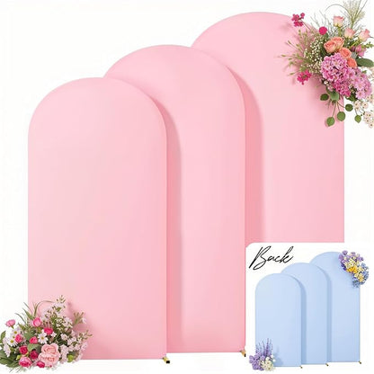 Pink and Blue Arch Backdrop Cover 7.2FT 6.6FT 6FT Arch Covers Stretchy Backdrop Set of 3, Gender Reveal Arch Cover Spandex Fitted Fabric Arch Covers for Boy or Girl Party Birthday Baby Shower Decor