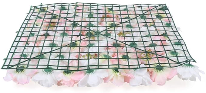 16"x 24" Artificial Flower Wall Panels,Flower Wall Mat Silk Flower Panels for Outdoor Garden Backyard Fence Fence Privacy Screen and Indoor Wall Decor(20Pcs Champagne+Light Pink+White)