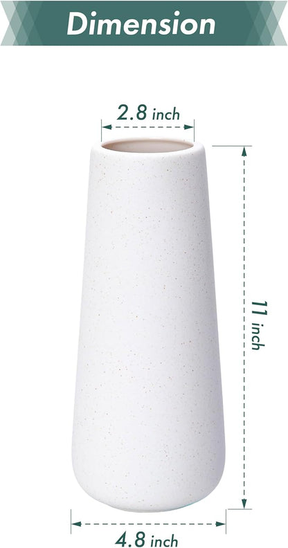 D'vine Dev 11 Inch Ceramic Flower Vase Textured Finishing, Minimalist Design for Kitchen, Bedroom, Living Room, Centerpieces, Office, Speckled Porcelain, VS-XH-G-2