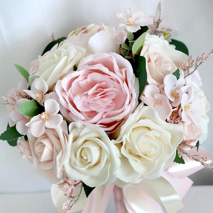 S_SSOY Wedding Bouquet Bride,Bride Bridal Bouquet Bridesmaid Artificial Flowers for Ceremony Anniversary Party Bridal Shower Decoration Wedding Bouquets (Pink)