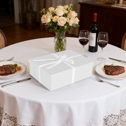 Gift Box, 16.5x13x5.5 inches Large White Gift Boxes with Lids for Presents, Birthday Box Contains Card Ribbon Shredded Paper Filler, Gift Wrap Boxes for Valentine Mother's Day Christmas Anniversary
