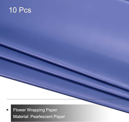 MECCANIXITY 10 Pcs Flower Wrapping Paper 22.8x22.8 Inch Waterproof Florists Wrapping Paper for Florist Bouquet Supplies, DIY Crafts, Gift/Gift Box Packaging Dark Blue