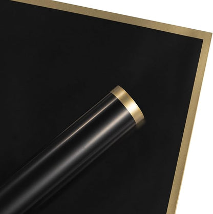 WRAPAHOLIC 20 Sheets Flower Wrapping Paper - 22.4 x 22.4 inch Black with Gold Edge Water-Resistant Floral Bouquet Wrapping Paper, Florist Supplies Packaging Paper for Wedding Birthday Gift DIY