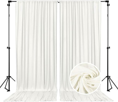 10 x 10 Feet Ivory Backdrop Curtain for Partie, Background Curtains for Photoshoot, Birthday, Wedding, Halloween, Thanksgiving, Christmas, New Year Party Decorations 5Ft x 10Ft, 2 Panels