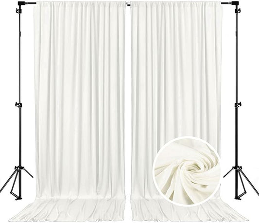 10 x 10 Feet Ivory Backdrop Curtain for Partie, Background Curtains for Photoshoot, Birthday, Wedding, Halloween, Thanksgiving, Christmas, New Year Party Decorations 5Ft x 10Ft, 2 Panels
