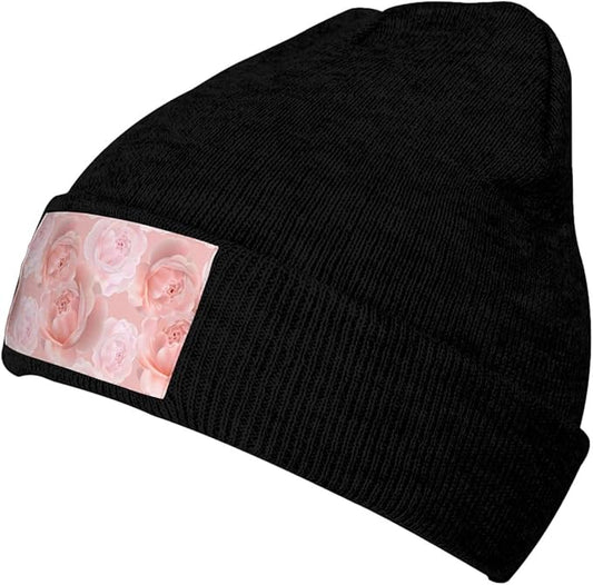 Cute Rose Beanie Hat Rose Beanie Cap Rose Flower Knitted Beanies Flower Knit Hats Winter Hat for Women Men