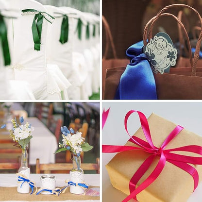 Double Face Ivory Satin Ribbon 1 inch X 25 Yards Polyester Ivory Ribbon for Gift Wrapping Very Suitable for Weddings Party Hair Bow Invitation Decorations and More