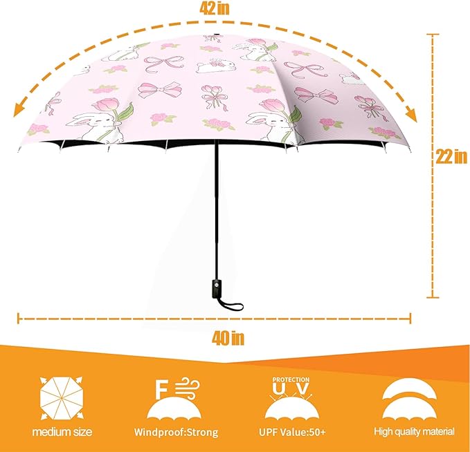 Small Compact Travel Automatic Folding Umbrella for Women, Portable Lightweight, Rain, Wind, UV Sun Shade