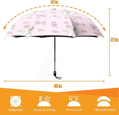 Small Compact Travel Automatic Folding Umbrella for Women, Portable Lightweight, Rain, Wind, UV Sun Shade
