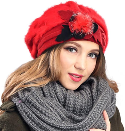 VECRY Women's 100% Wool Bucket Hat Felt Cloche Beret Dress Winter Beanie Hats
