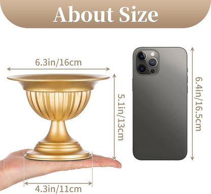 Sziqiqi Gold Metal Urn Vases for Flower - 2 Pcs Vintage Small Vase for Wedding Decorations Mini Flower Arrangements Table Vase Plant Pot for Weddings Party Centerpieces Decoration