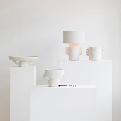 Serax Decorative Vase with Handles | Earth interior accessories by Marie Michielssen | White Paper Mache Home Decor Living Room on Coffee Table | Kitchen Decorations | Entryway Table Decor Shelf Pot S