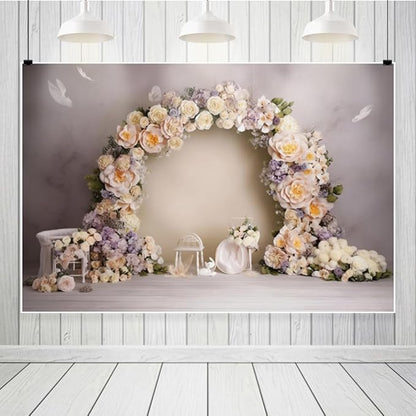 Leowefowa Wedding Flower Wall Backdrop Retro Arch Pink Floral Wall Backdrop Background for Wedding Anniversary Birthday Party Decorations Banner Studio Props 10x5ft Vinyl