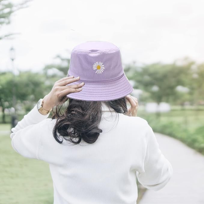 Sun Hat for Women Bucket Hat Cotton Reversible Summer Travel Beach Fishing Cap