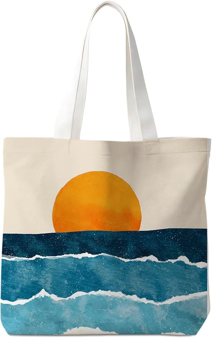 Flowers Tote Bag Gifts for Women, Canvas Aesthetic Reusable Grocery Bags Shopping Bags