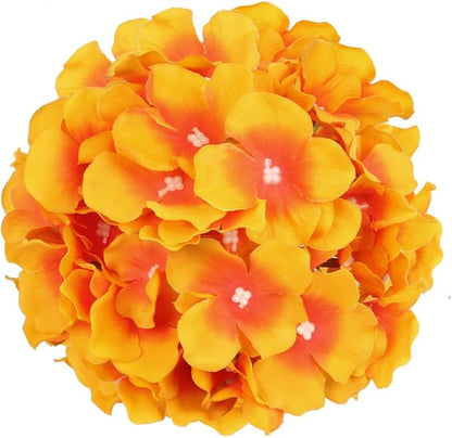 Flojery Silk Hydrangea Heads Artificial Flowers Heads with Stems for Home Wedding Decor,Pack of 10 (Sunset)