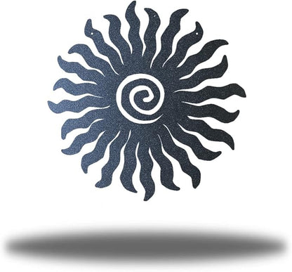Riverside Designs Sunburst Metal Wall Art Steel Outdoor Decor - Heavy-Duty and Waterproof - Made in USA (12", Black)
