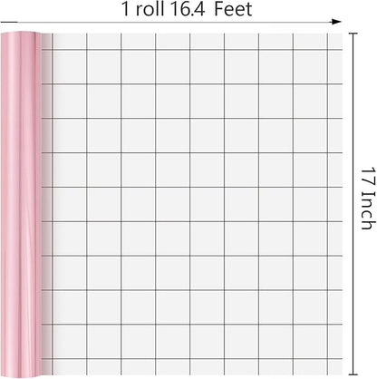 Merture Pink Wrapping Paper Roll - 17 In X 16.4 Ft(23.3 sq.ft.) Metallic Pink Solid Color Gift Wrap with Grid Cutting Lines for Valentines Day, Mothers Day, Wedding, Baby Shower, Birthday, Christmas