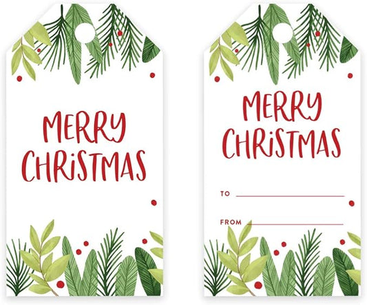 Andaz Press Christmas Holiday Season Classic Gift Tags, Merry Christmas to from Classic Favor Tags, Holly and Berry Branches Design, for Holiday Events, Parties, and Favors, 60-Pack