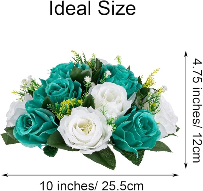 Flower Centerpieces for Wedding Tables: Wedding Table Decorations Teal & White Flower Balls Centerpieces for Engagement Cerebration Party Center Pieces 2 Packs