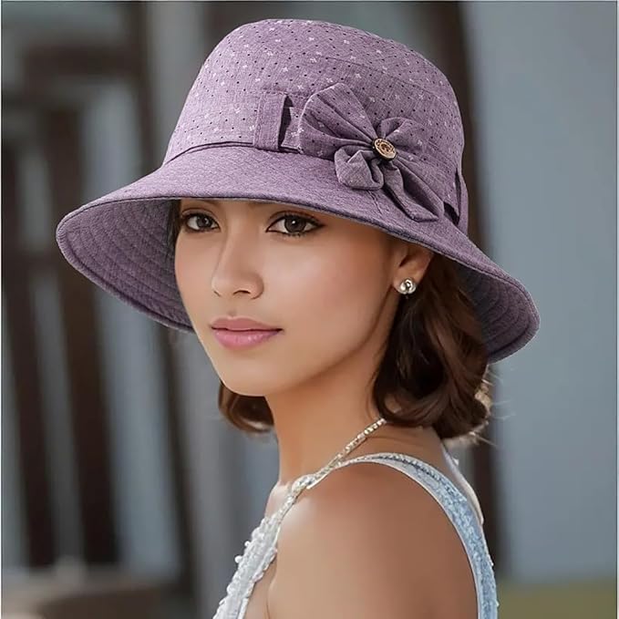 Glamorstar Cloche Hats for Women Vintage Bowler Hat Floral Fedora Bucket Hats