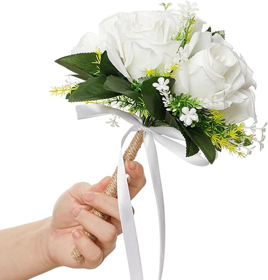 Ochine Bride & Bridesmaid Bouquets - Silk Hand Holding Flower Bouquet for Valentines Day Decor & Wedding Party Supplies