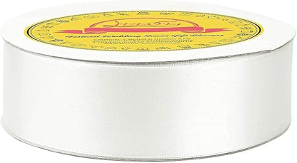 Double Face White Satin Ribbon 1-1/2 inch X 50 Yards Polyester White Ribbon for Gift Wrapping Very Suitable for Weddings Party Hair Bow Invitation Decorations and More