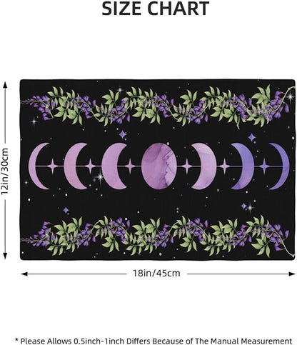 Boho Moon Flowers Placemats Set of 4,Natural Plant Moon Phase Moonlight Kitchen Party Event Table Decor,12x18 Inch,Purple 4 PCS, Style-11