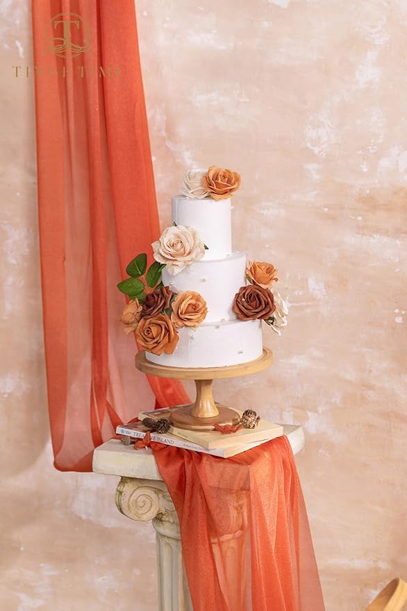TINGE TIME Terracotta Rose Flowers, 26pcs Artificial Flower for Decoration Fake Rose with Stem for DIY Autumn Wedding Bouquets Centerpieces Bridal Shower Party Flower Arrangements Fall Decorations