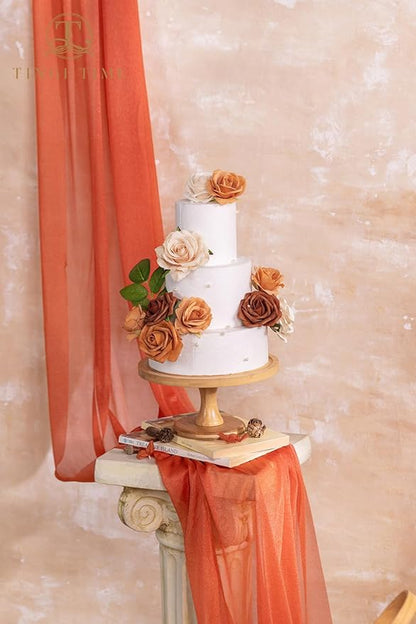 TINGE TIME Terracotta Rose Flowers, 26pcs Artificial Flower for Decoration Fake Rose with Stem for DIY Autumn Wedding Bouquets Centerpieces Bridal Shower Party Flower Arrangements Fall Decorations