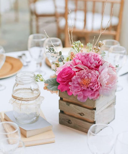 Artificial Flowers Pink Bouquets Box Set for DIY Bridal Wedding Shower Decorations Fake Floral Arrangements for Party Centerpieces Baby Shower Home Decor