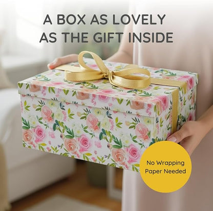 Soul & Lane Decorative Storage Cardboard Boxes with Lids | Summer Rose - Set of 3 | Floral Paperboard Nesting Boxes