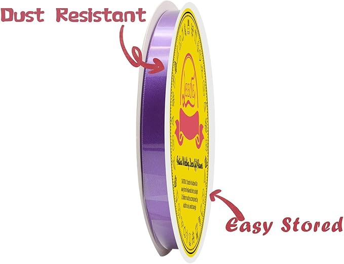 Double Face Purple Satin Ribbon 3/8 inch X 50 Yards Polyester Purple Ribbon for Gift Wrapping Very Suitable for Weddings Party Hair Bow Invitation Decorations and More