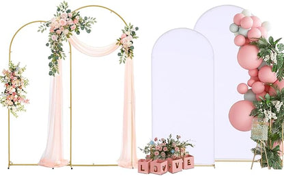 Arch Backdrop Stand and Cover Set,6.6FT, 6FT Wedding Arch Frame,Balloon Arch Stand for Birthday Party, Graduation,Ceremony,Baby Shower Decorations