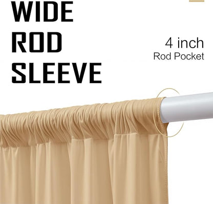 gogoparti 20ft x 12ft Beige Wrinkle-Free Backdrop Curtain for Wedding Parties, Thick Polyester 4 Panels 5x12ft for Wedding Birthday Baby Shower Halloween Photography Party Background