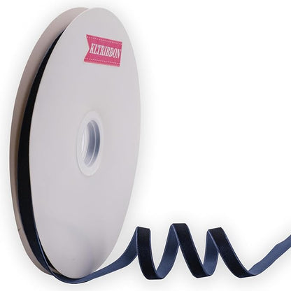 Navy Blue Velvet Ribbon Single Faced,3/8 Inch X 25Yards Spool