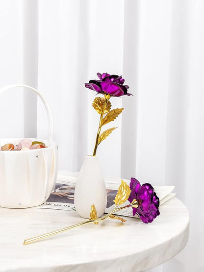 Christmas Flowers Gifts for Women, Mom Birthday Gifts for Christmas, Galaxy Glass Rose Forever Preserved Flowers Eternal Crystal Roses Xmas Gifts for Grandma Wife Sister Her Friends, Purple