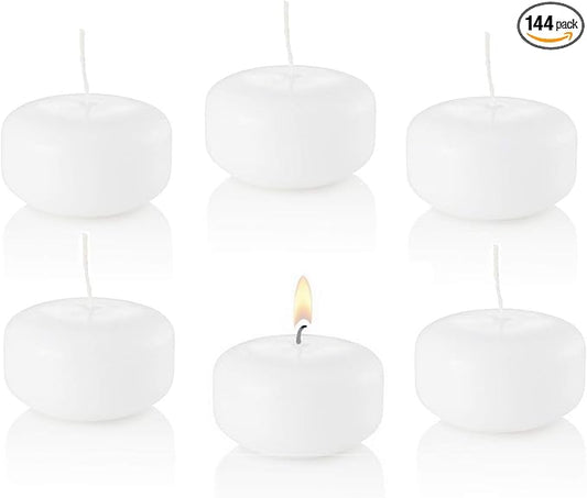 D'light Online Small 2 Inch Floating Candles Bulk Pack for Events, for Centerpieces, Weddings, Spa, Home Decor, Special Occasions and Holiday Decorations (Small - 2" - Set of 144, White)