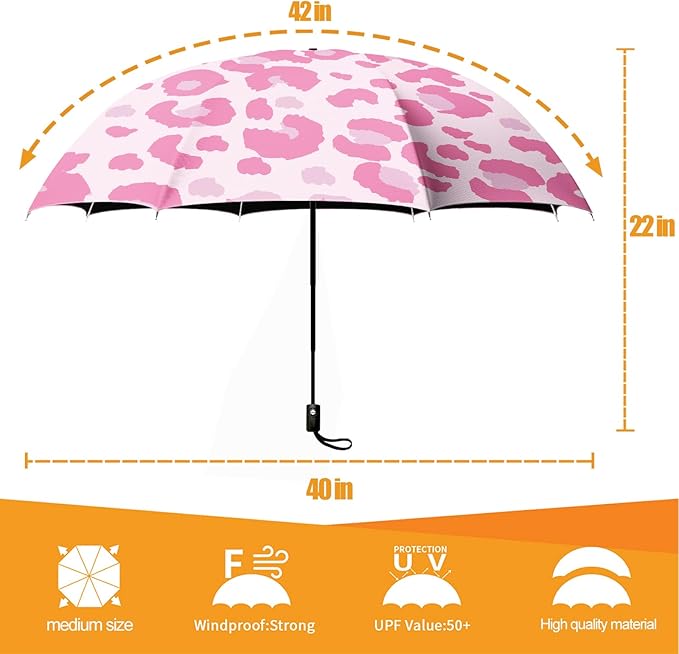 Small Compact Travel Automatic Folding Umbrella for Women, Portable Lightweight, Rain, Wind, UV Sun Shade