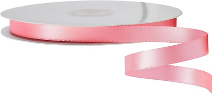 LIUYAXI Pink Double Faced Satin Ribbon, 1/4" X Continuous 50 Yards, Thin Ribbons Perfect for Gift Wrapping Wedding Invitation Card Hair Bows Tag Floral Arrangement DIY Craft
