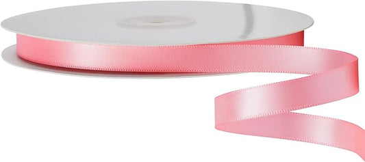 LIUYAXI Light Pink Satin Ribbon, Double Faced 5/8" X Continuous 25 Yards Ribbons Perfect for Gift Wrapping Bows Bouquet Wedding Craft and More