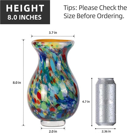 KAMMAK Colored Glass Vase, Beautiful Hand Blown Decorative Vase, Modern Art Vase for Flower Mantle Dining Table Centerpiece, Entryway Living Room Wedding Decoration, FH021