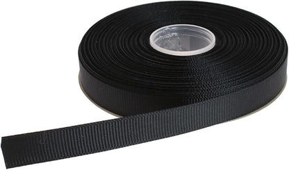 Solid Grosgrain Ribbon 25 Yard Each Roll 100% Polyester Woven Edge (1/2", Black)