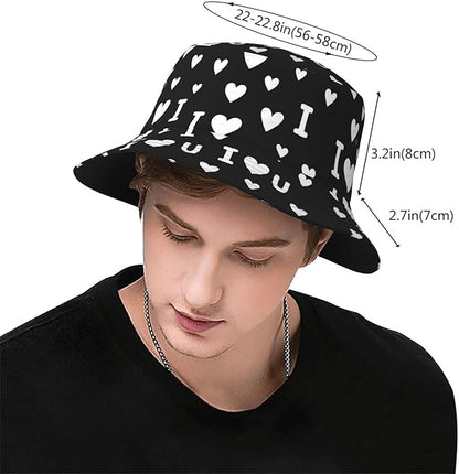 I Love U Bucket Hat Novelty Sun Hats Trendy Fisherman Cap for Men and Women