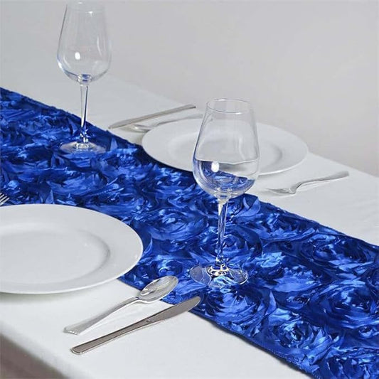 Efavormart Wonderland Rosette Premium Table Runners for Weddings Party Banquets Decor Fit Rectangle and Round Table - Royal Blue
