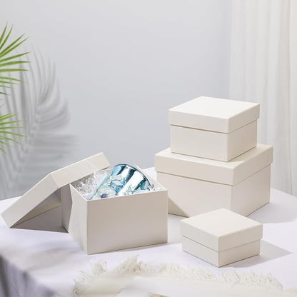 Briful Square Gift Boxes with Lids 4PCS Gift Box for Presents Nesting Assorted Sizes Present Boxes for Christmas Birthday Valentines Party Gift Wrap