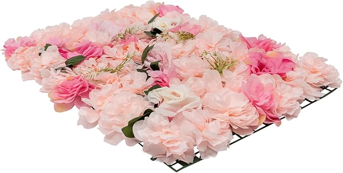 20 PCS Artificial Flower Wall Panel,Each Panel 24" x 16"3D Silk Rose Hydrangea Floral Backdrop,Handmade Eco-Friendly Flower Wall Photo Backdrop Decor (type3)