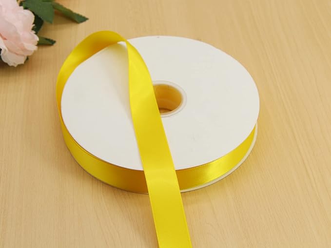 Flower Boutique Satin Ribbon - 1 inch, 25mm, 100 Yards - Yellow Double Faced Silk Bow Ribbon for Christmas, DIY Crafts, Hair Headband, Wedding Decorations