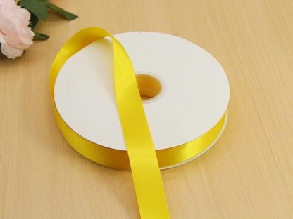 Flower Boutique Satin Ribbon - 1 inch, 25mm, 100 Yards - Yellow Double Faced Silk Bow Ribbon for Christmas, DIY Crafts, Hair Headband, Wedding Decorations