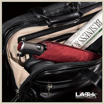 LifeTek Premium Travel Umbrella - Windproof & Compact for Men & Women, Automatic Open Close, Fits in Purse Laptop Bag or Backpack, Strong Frame for Heavy Rain & Sun UV Protection